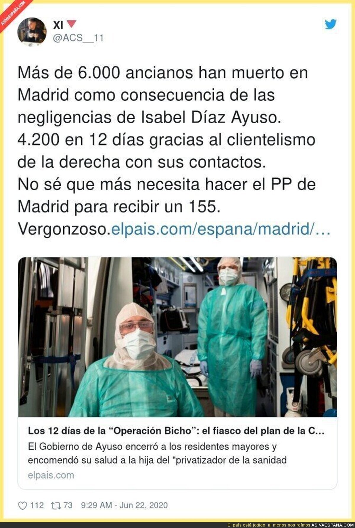 Es un auténtico crimen lo que ha hecho el PP en Madrid