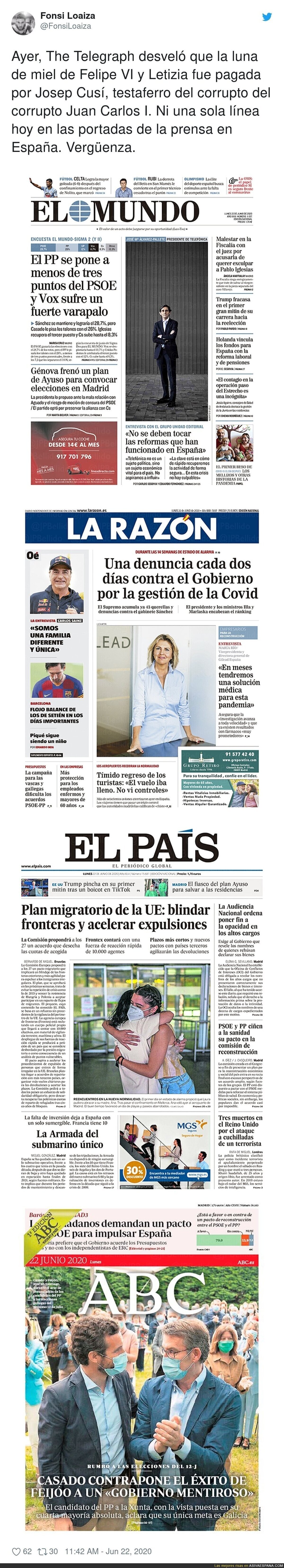 La prensa de España vendida a la monarquía