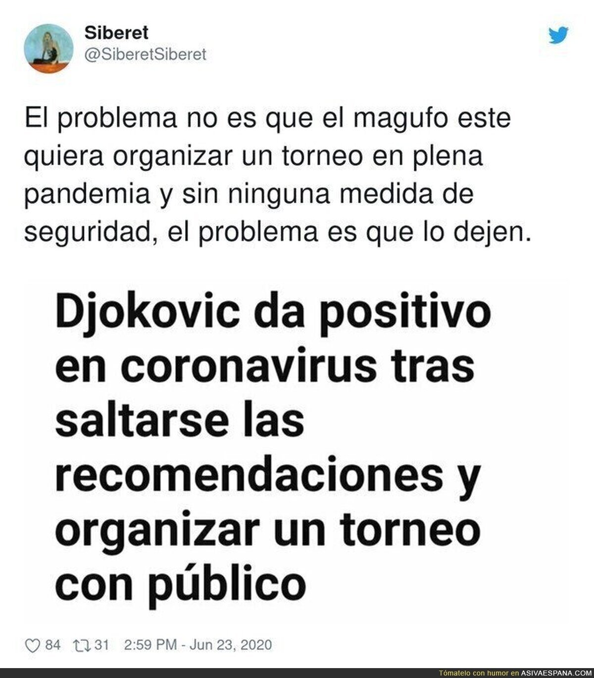 La total irresponsabilidad de Djokovic