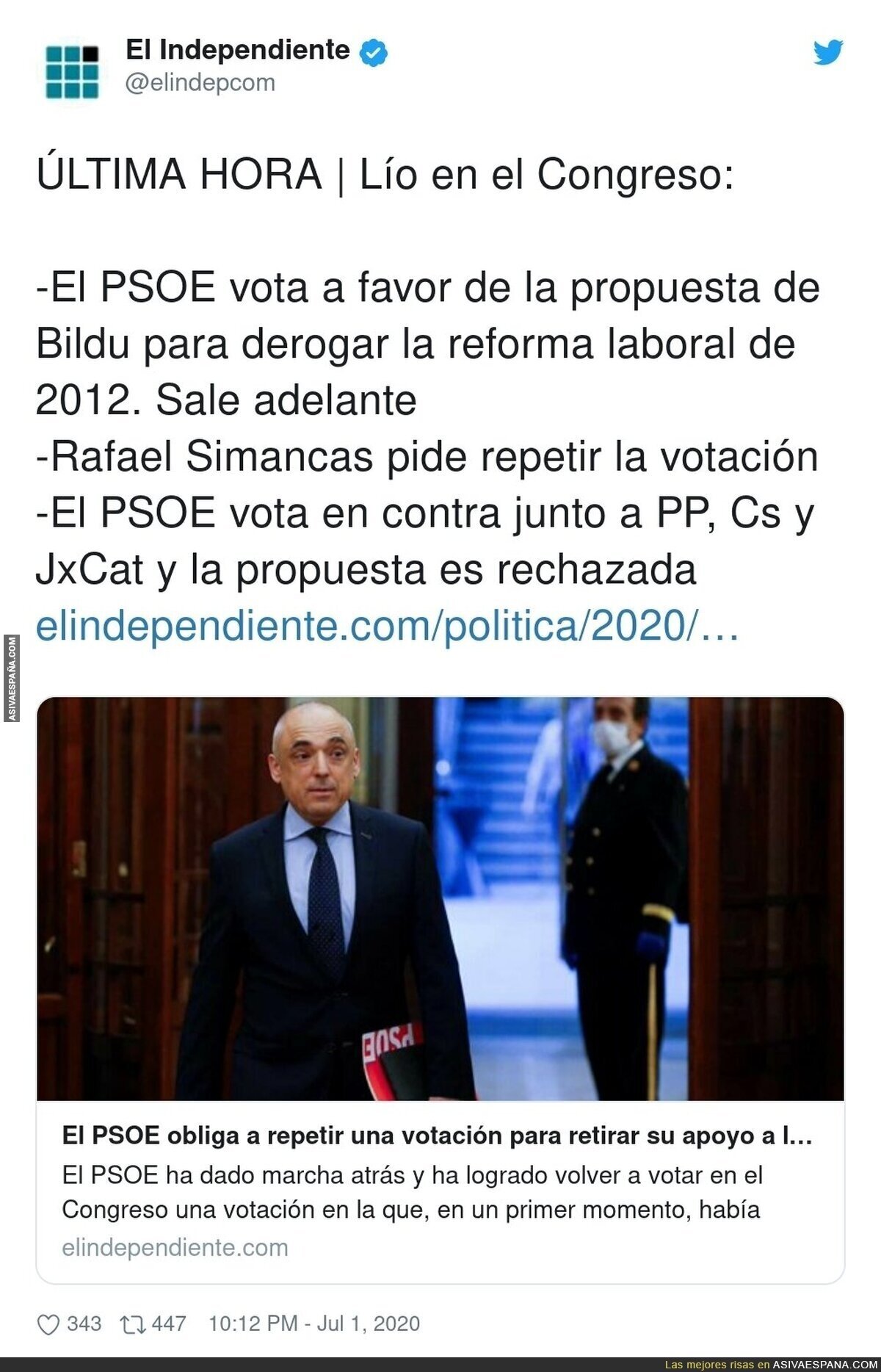 Simancas salvando la Reforma Laboral del PP