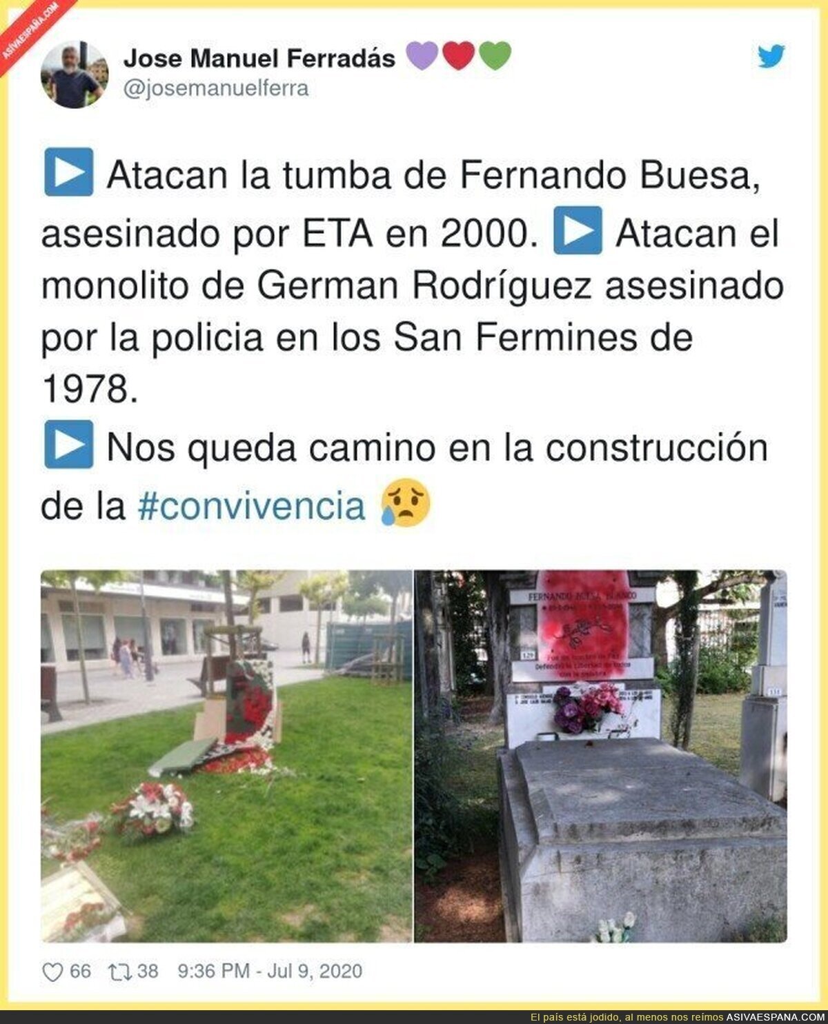 Triste imagen de la tumba de Fernando Buesa