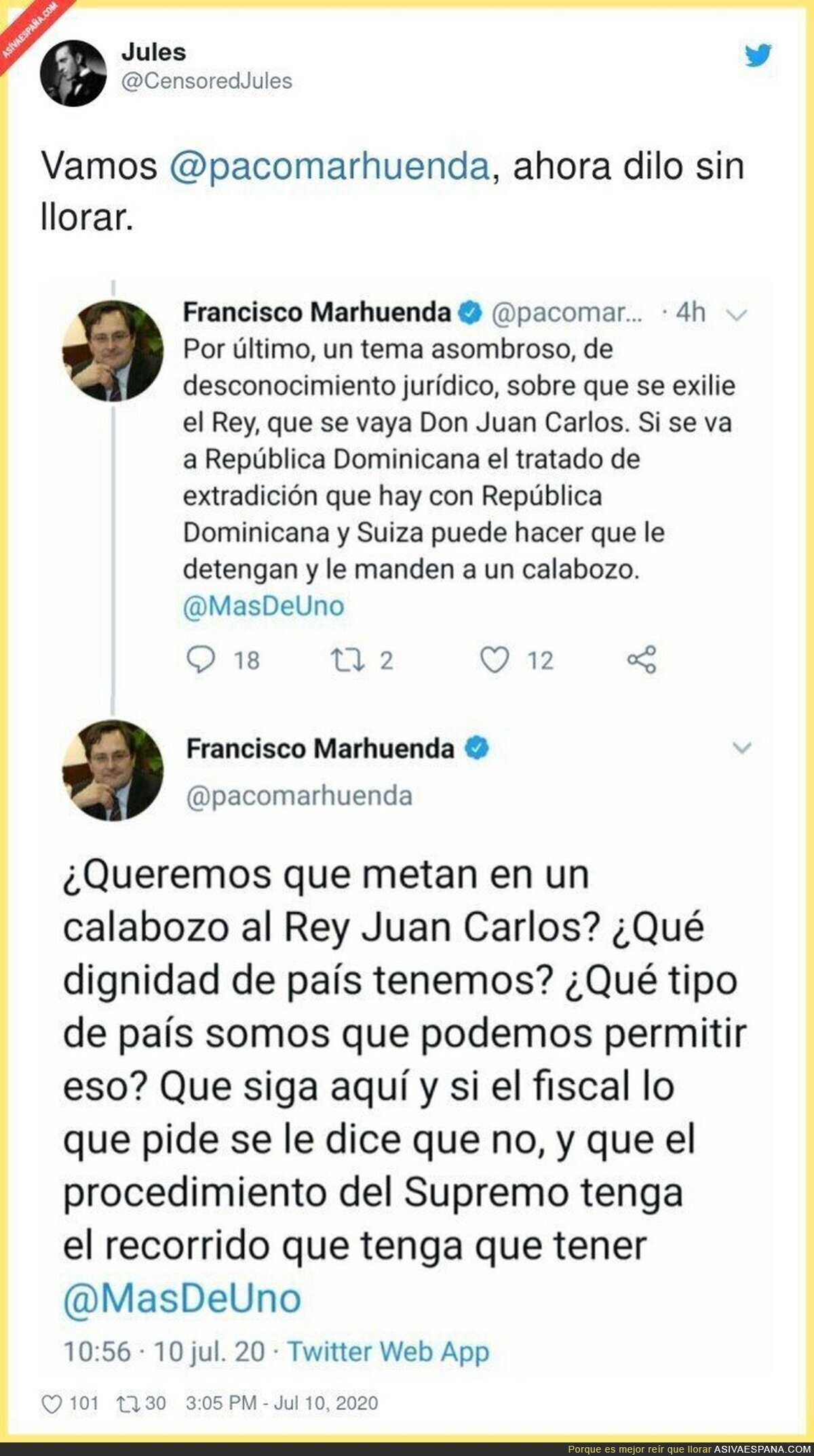 Francisco Marhuenda defendiendo a Juan Carlos aunque haya cometido un delito (o varios)
