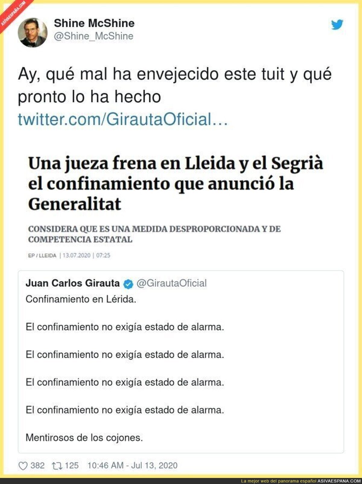 Juan Carlos Girauta queda retratado con el estado de alarma