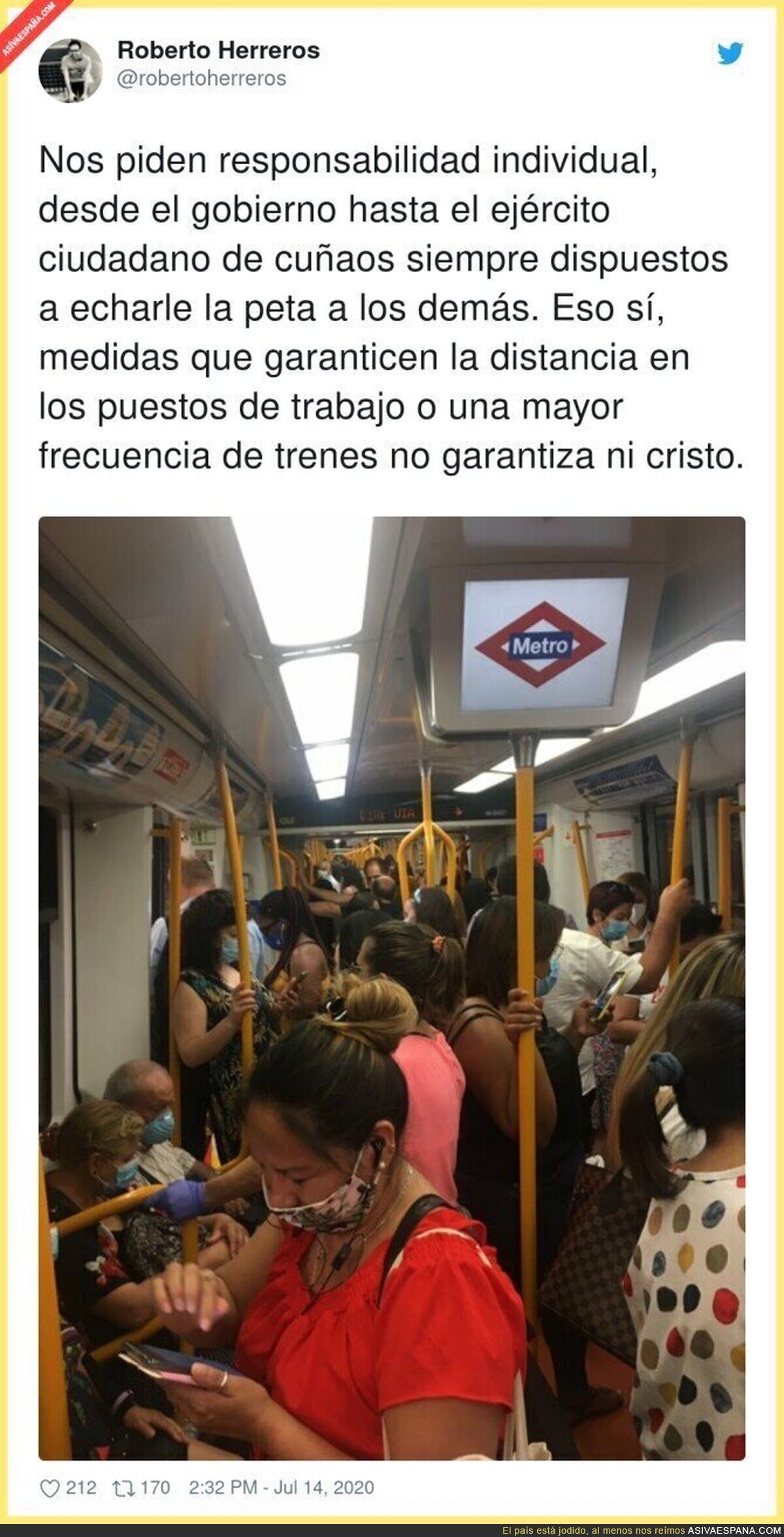 Así está el Metro de Madrid a cada instante y nadie hace nada
