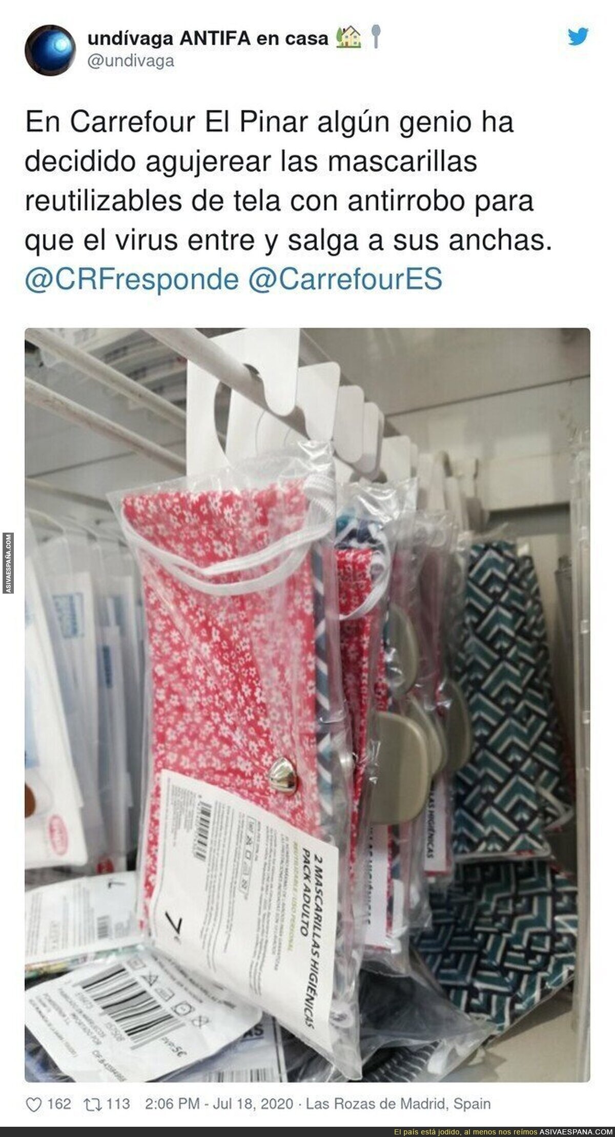 Unos genios en Carrefour vendiendo mascarillas con este terrible error imperdonable