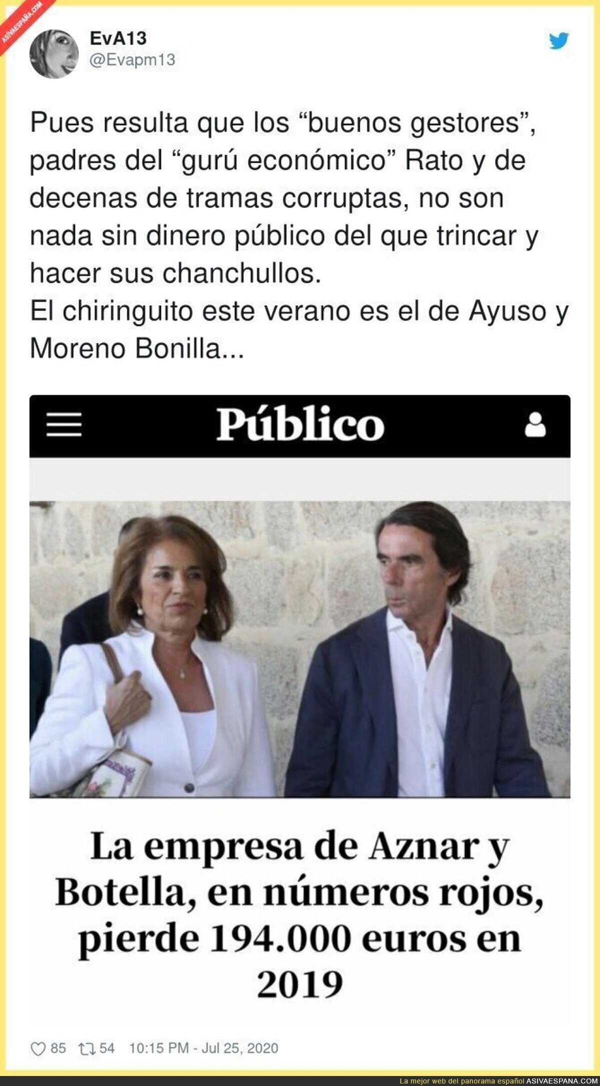 La familia Aznar se derrumba sin el dinero público