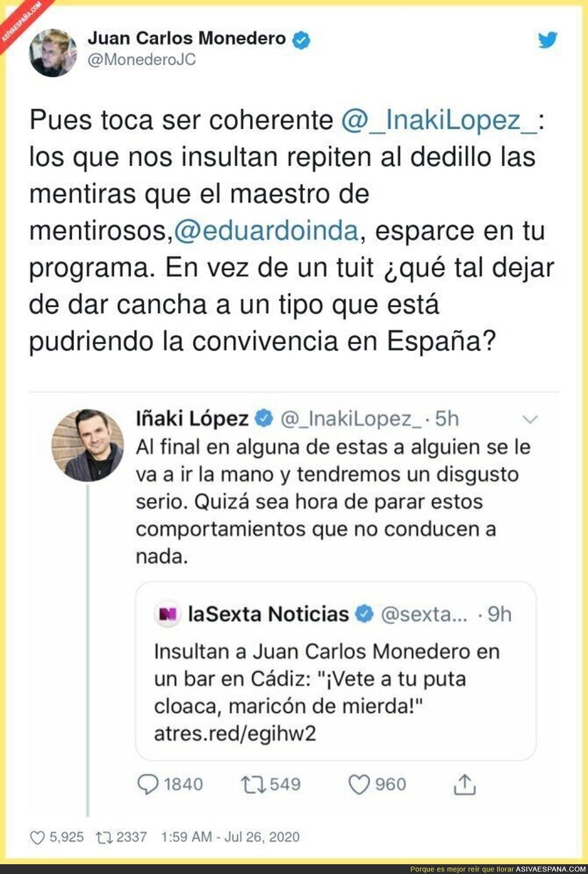 Juan Carlos Monedero le dice una gran verdad a Iñaki López