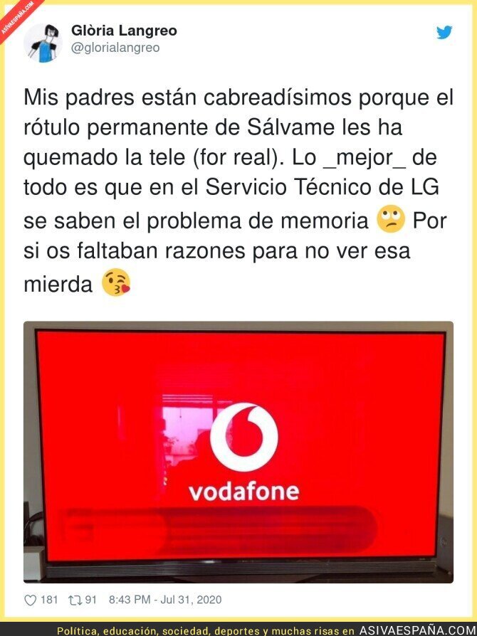 Sálvame estropea las televisiones OLED