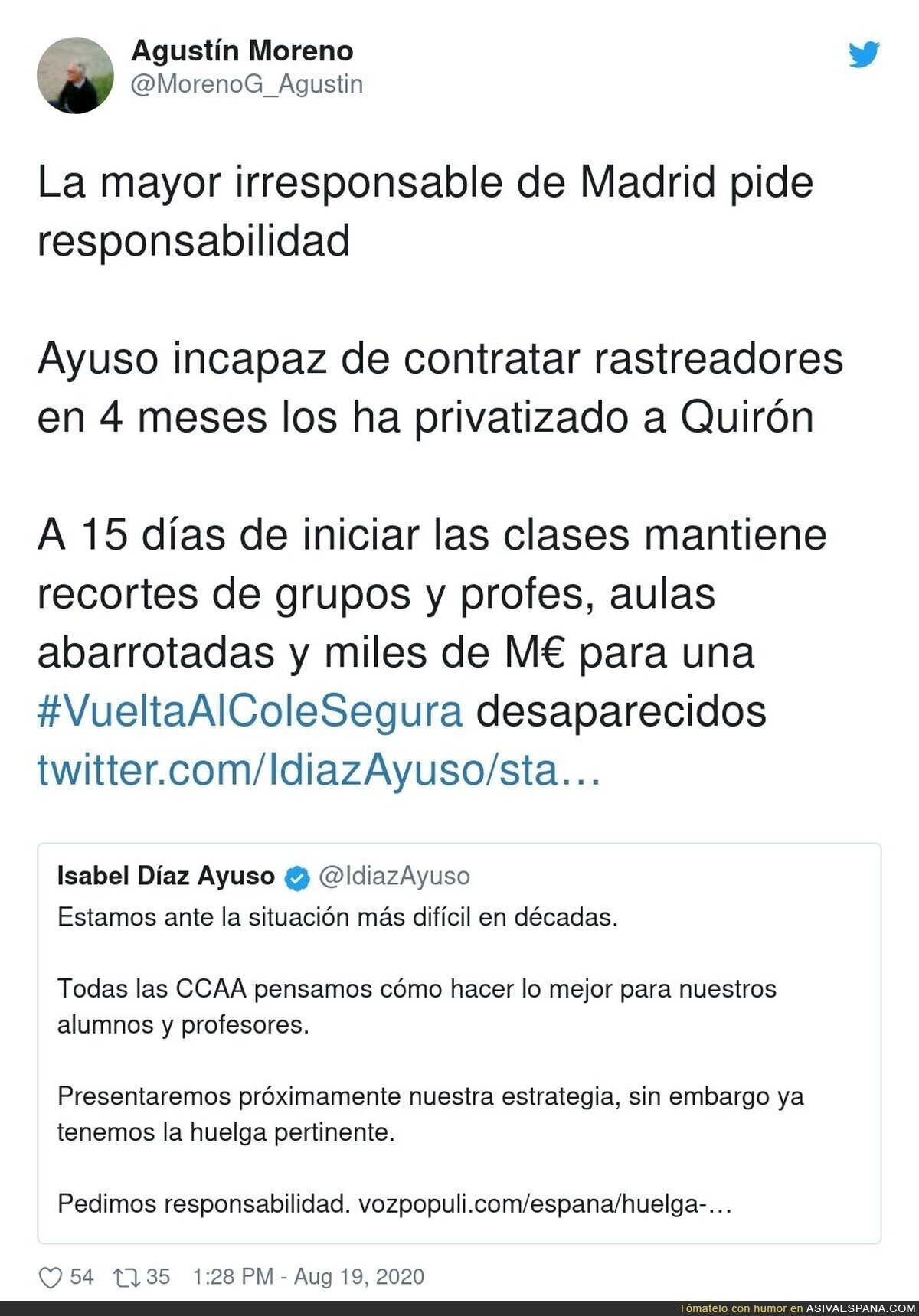 Terrible lo de Isabel Díaz Ayuso culpando a los profesores