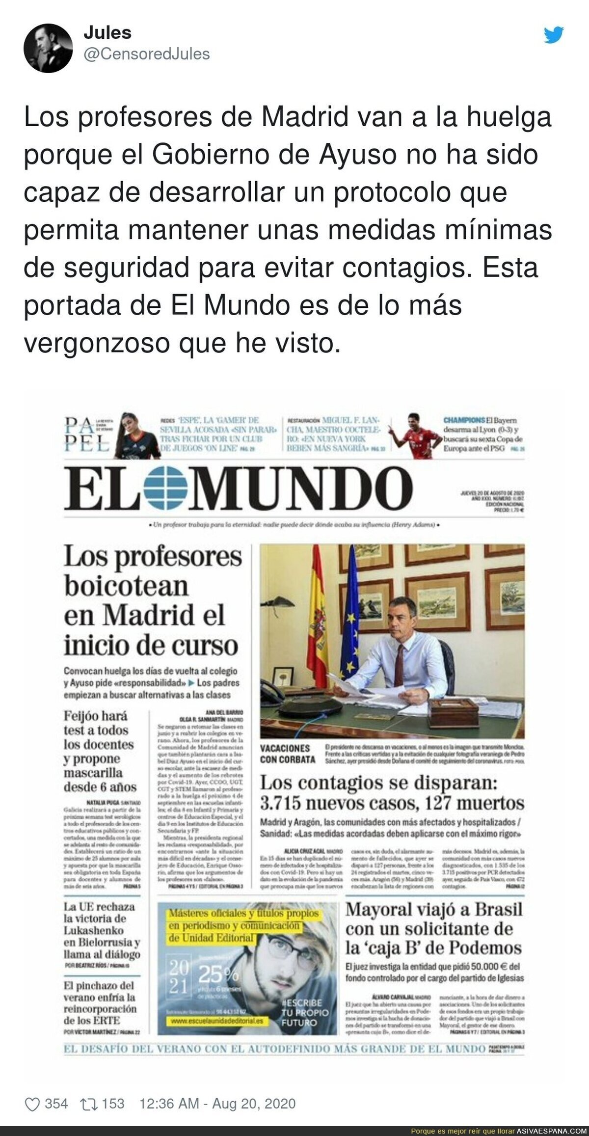 'El Mundo' contra los profesores