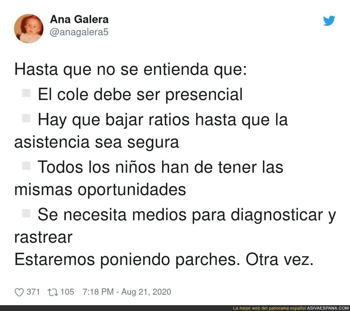 Hay que asegurar bien la vuelta al colegio