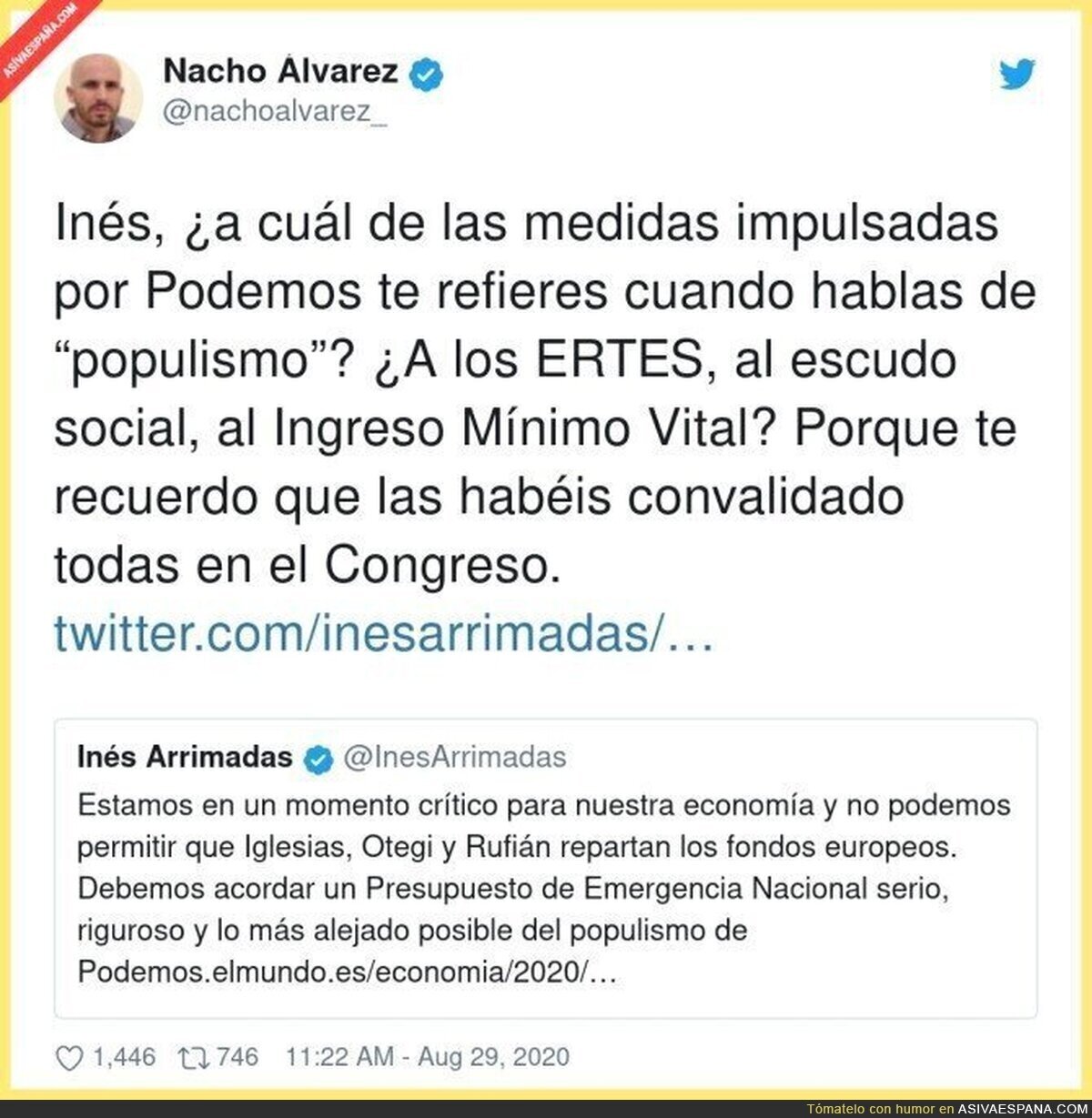El verbo hecho zasca. Gran respuesta de Pablo Nacho Álvarez a Inés Arrimadas