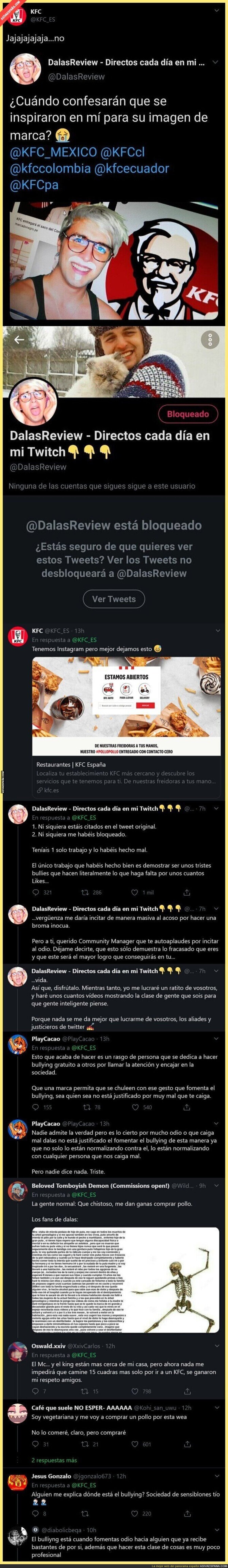 KFC España le acaba de pegar un revés monumental al youtuber 'Dalas' tras preguntarle si se inspiraron en él para su imagen
