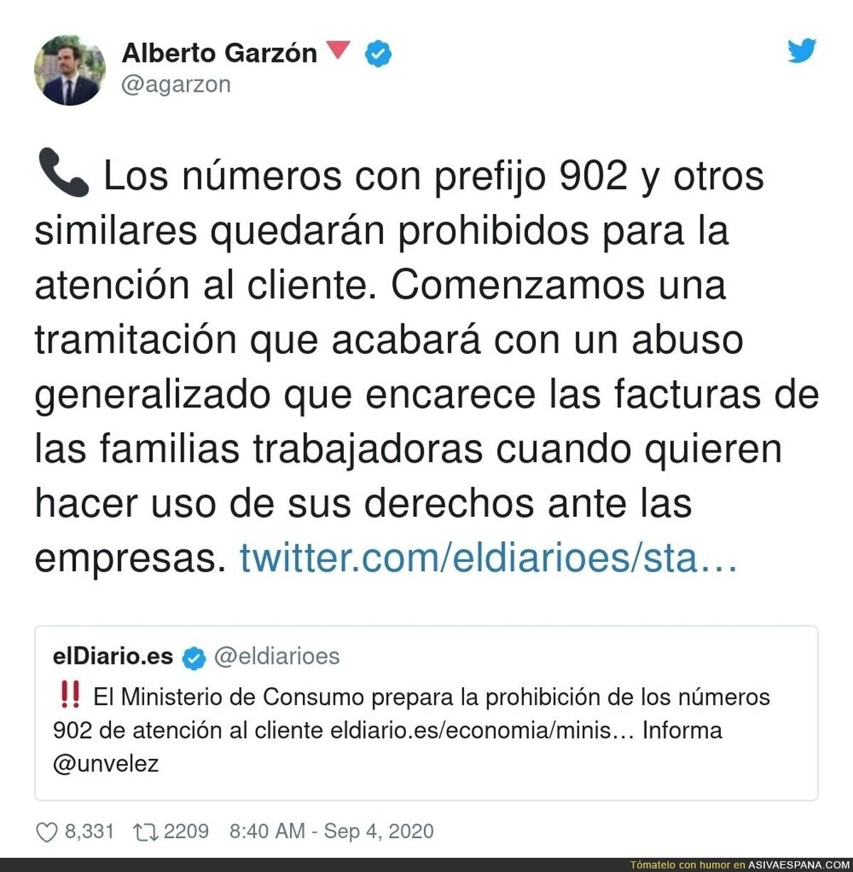 Gran noticia de Alberto Garzón sobre los números 902