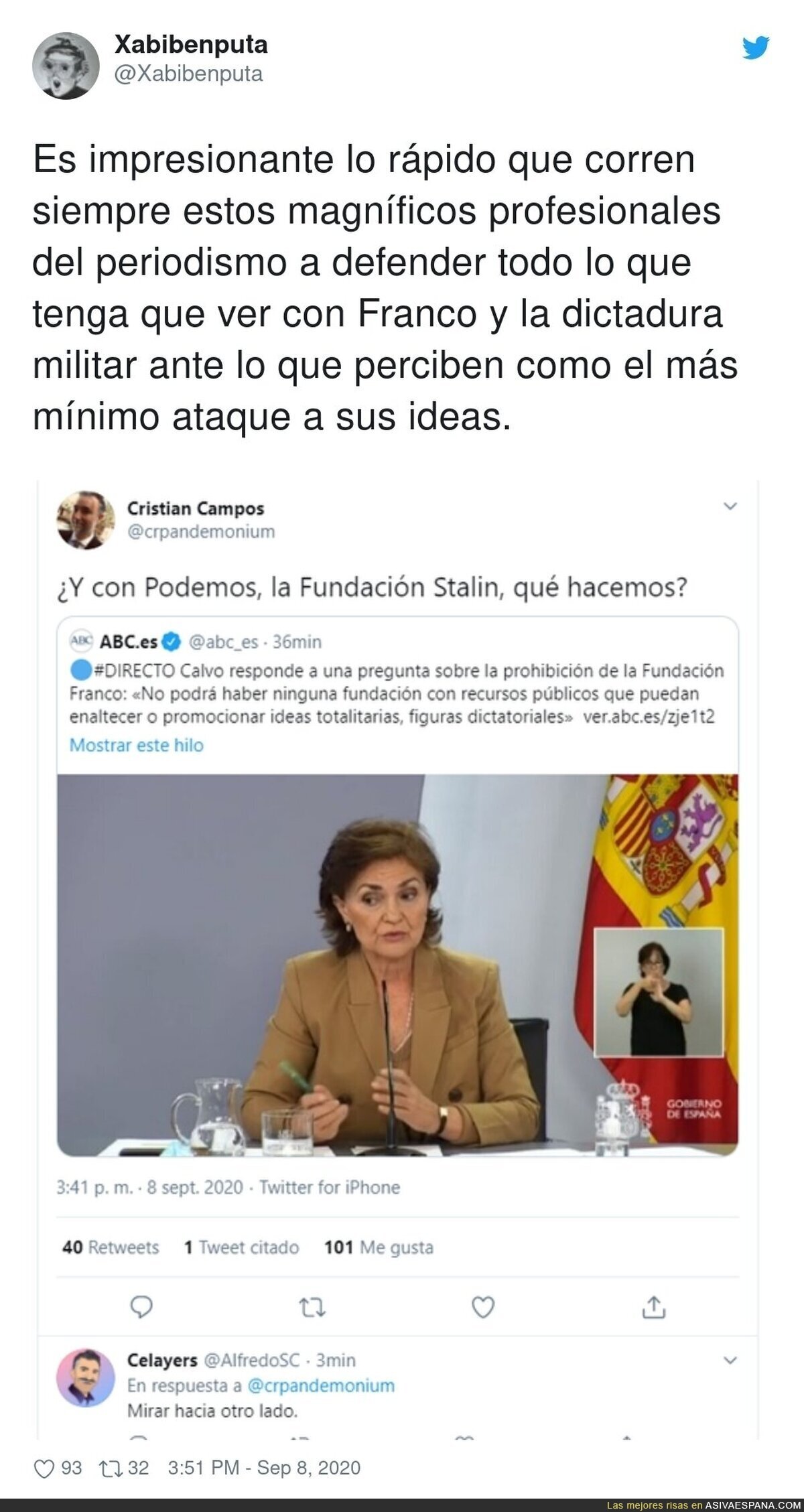 Como se indignan rápidamente cuando les tocan a su querido Franco