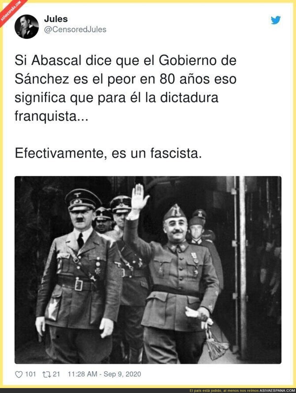 Santiago Abascal ya no esconde su simpatía por el fascismo