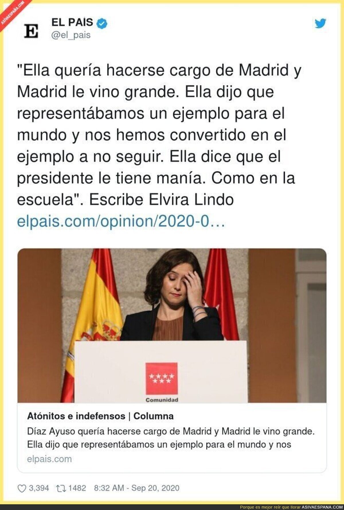 Isabel Díaz Ayuso no es ejemplo de nada