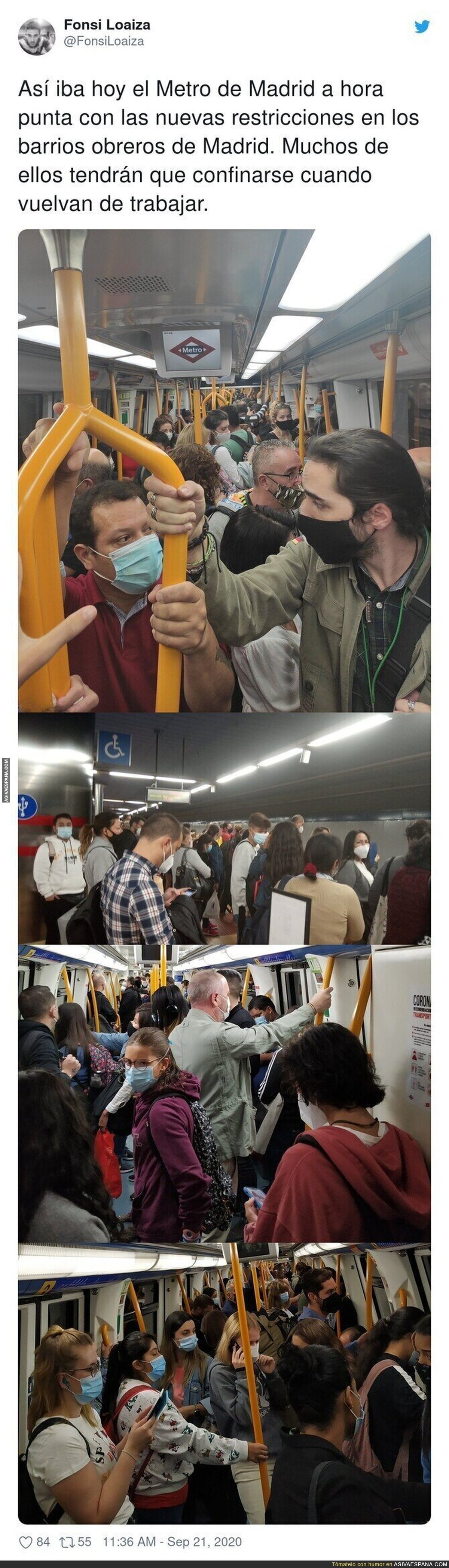 Así iba el Metro tras las medidas de confinamiento a los barrios pobres de Madrid