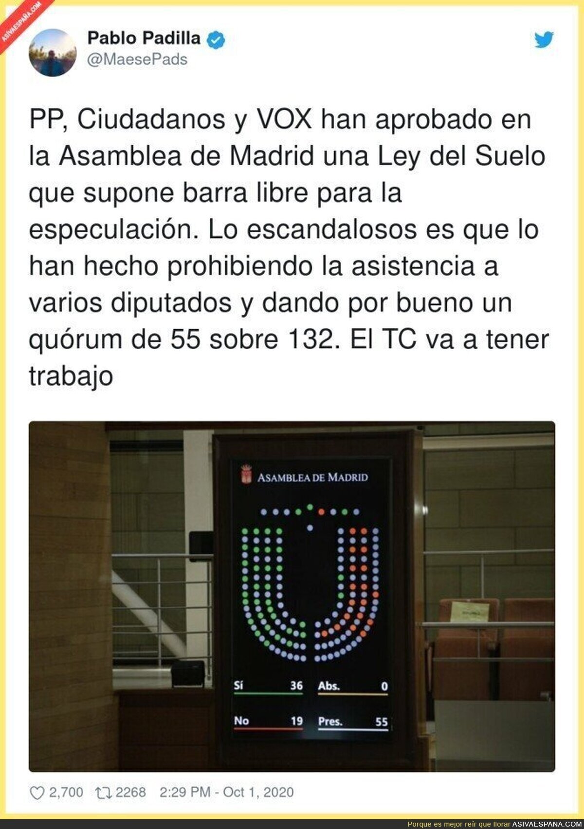 El escándalo que ha ocurrido en la Asamblea de Madrid