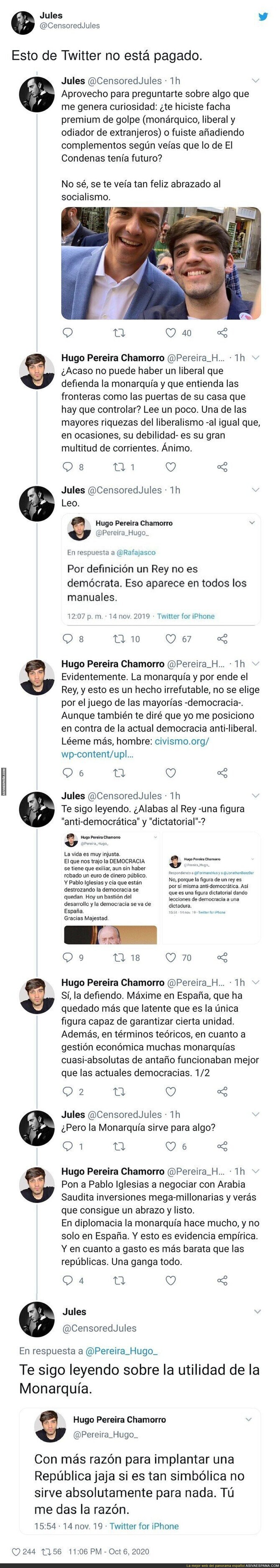 Este es el nivel de Hugo Pereira, el que antes era simpatizante del PSOE y ahora vota a VOX