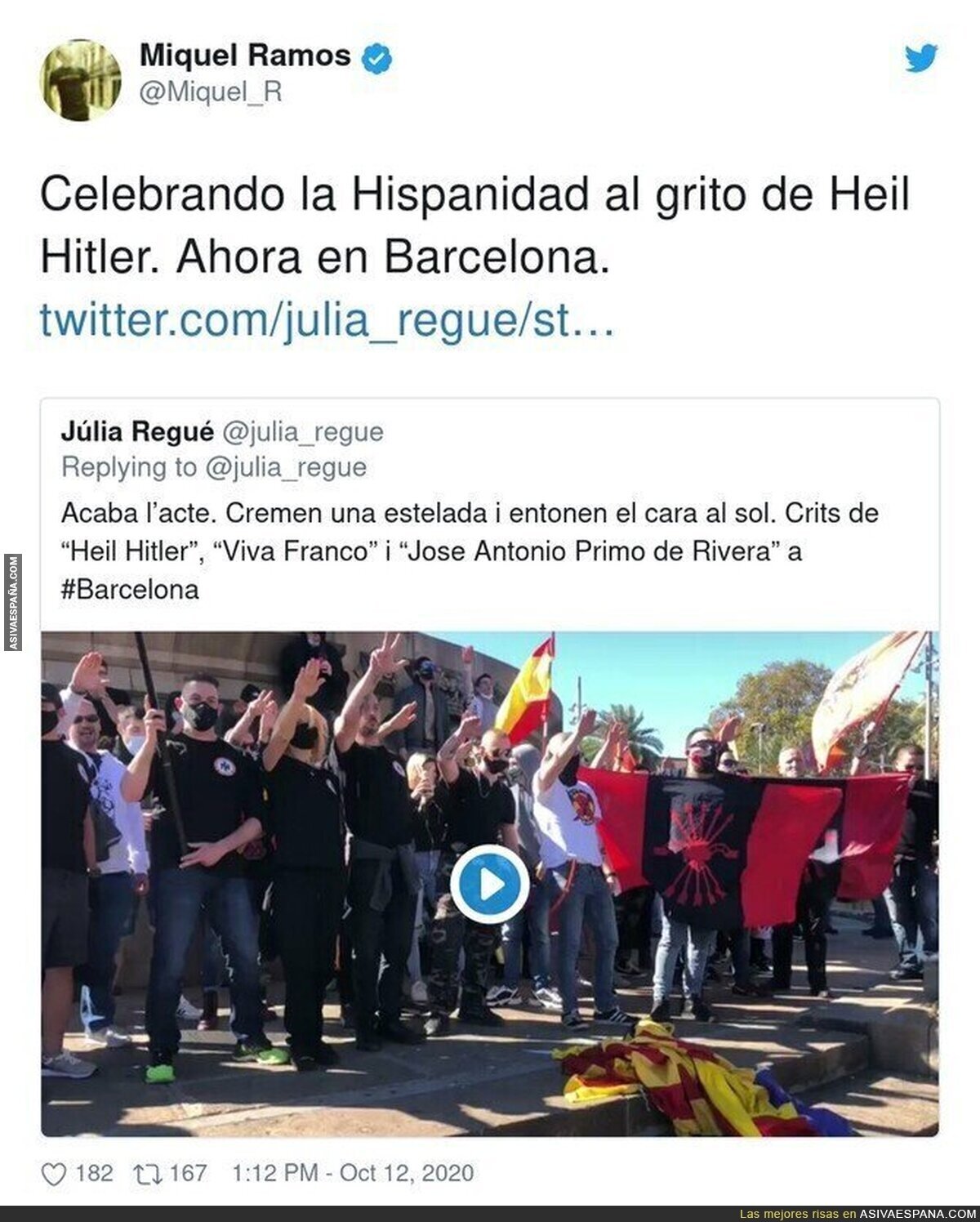 No son españoles son facistas celebrando el genocidio de la raza inferior