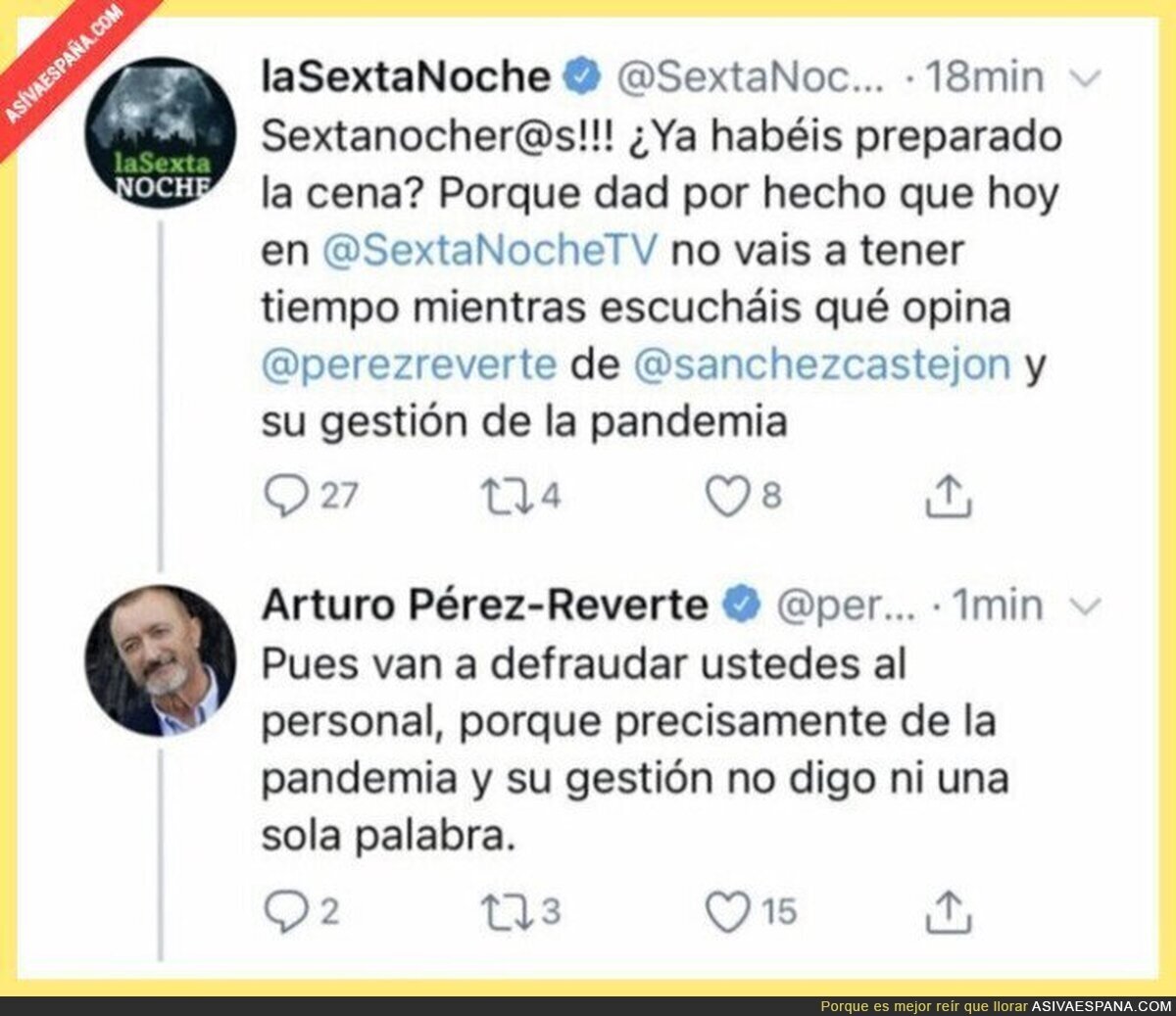 Arturo Pérez-Reverte deja con las ganas a 'LaSexta Noche'