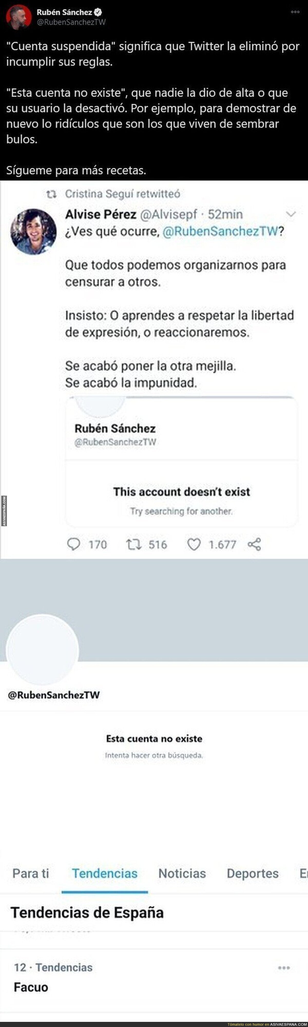 Rubén Sánchez (FACUA) le da un repaso al difusor de bulos Alvise Pérez tras hacer creer que le ha cerrado la cuenta de Twitter