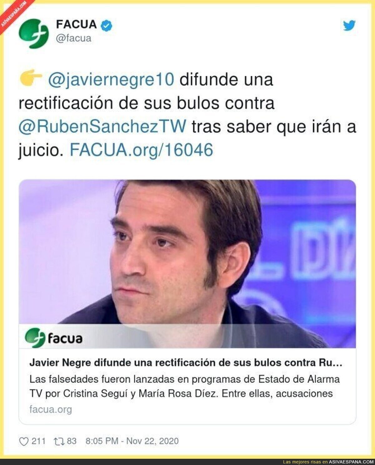 Javier Negre se ha asustado contra Rubén Sánchez