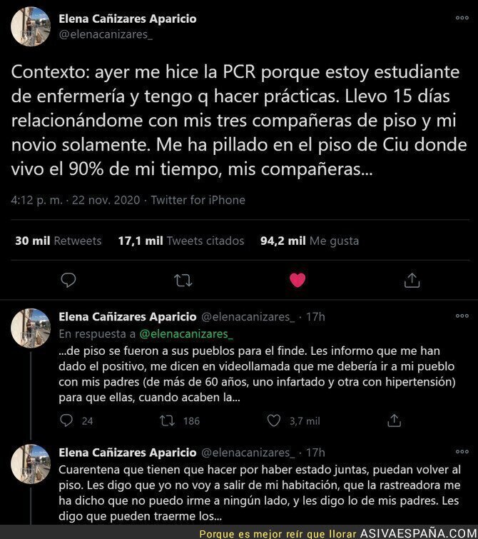 478452 - La miserable actitud de estas compañeras de piso con otra por dar positivo por COVID que ha tenido que compartir por redes sociales y todo el mundo está denunciando (Con Audios de Whatsapp)