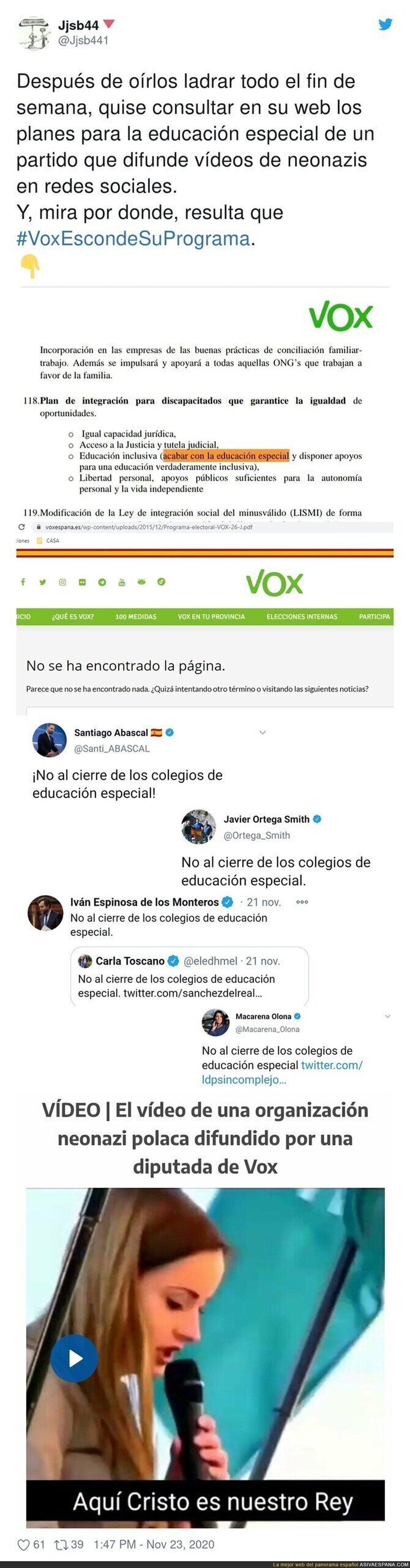 VOX es lo peor que ha pasado en la política española en toda su historia y todo esto lo demuestra