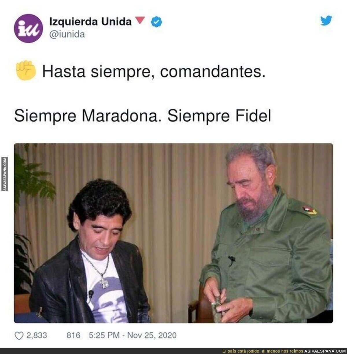 Izquierda Unida despide a Maradona 