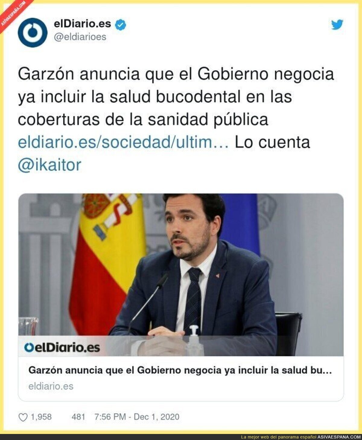 Una grandísima noticia la que anuncia Alberto Garzón sobre la salud bucodental