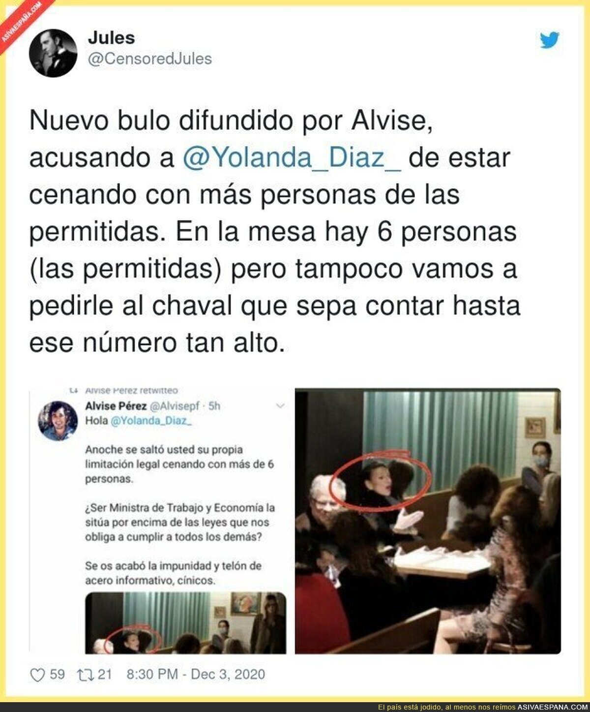 Alvise Pérez vuelve a difundir bulos