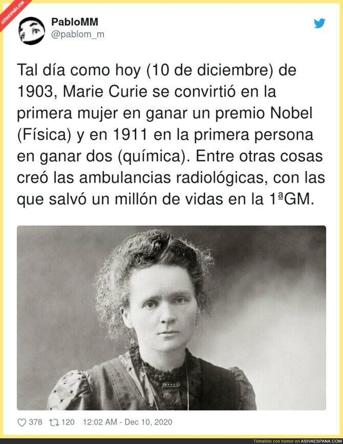 Marie Curie un nombre escrito con oro en la historia