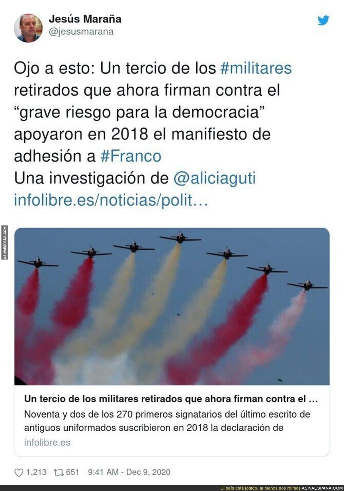 Un auténtico peligro los militares retirados en Españañ