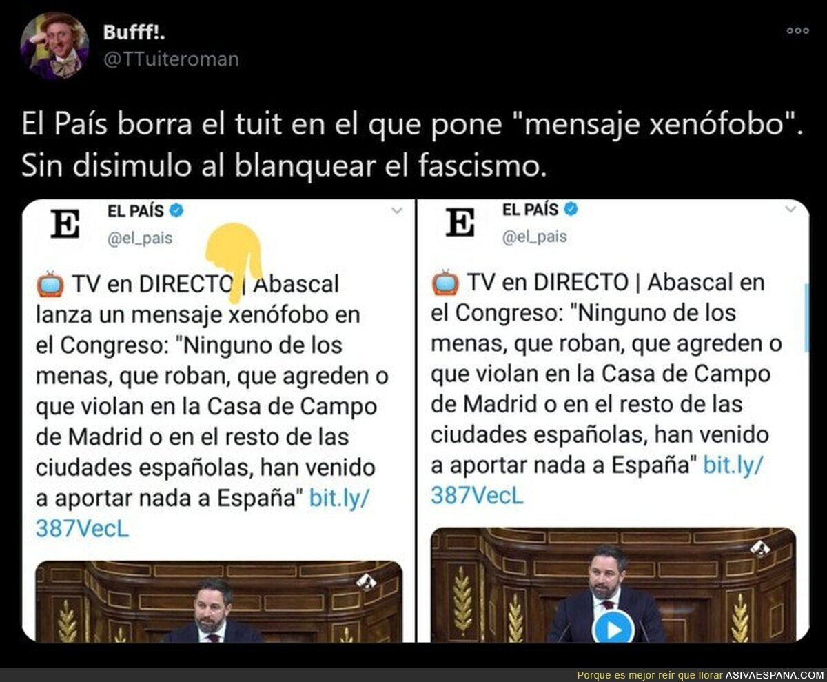 'El País' ya da como normal el mensaje de odio de Santiago Abascal