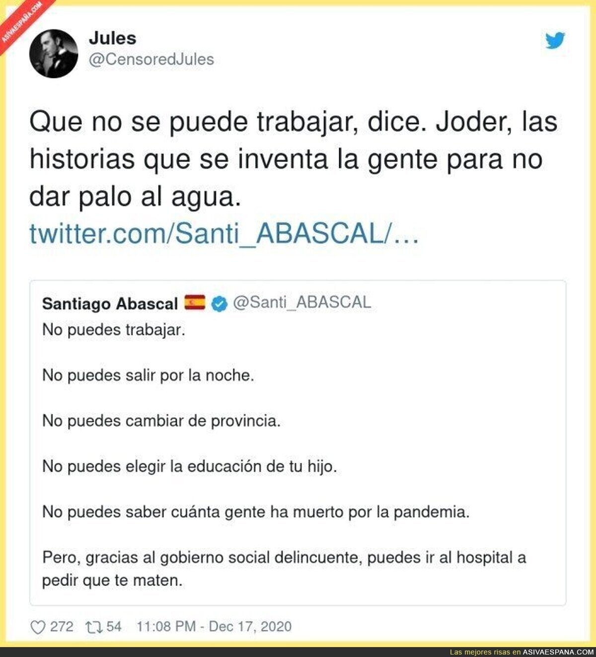 Santiago Abascal no ha podido trabajar en 44 años 