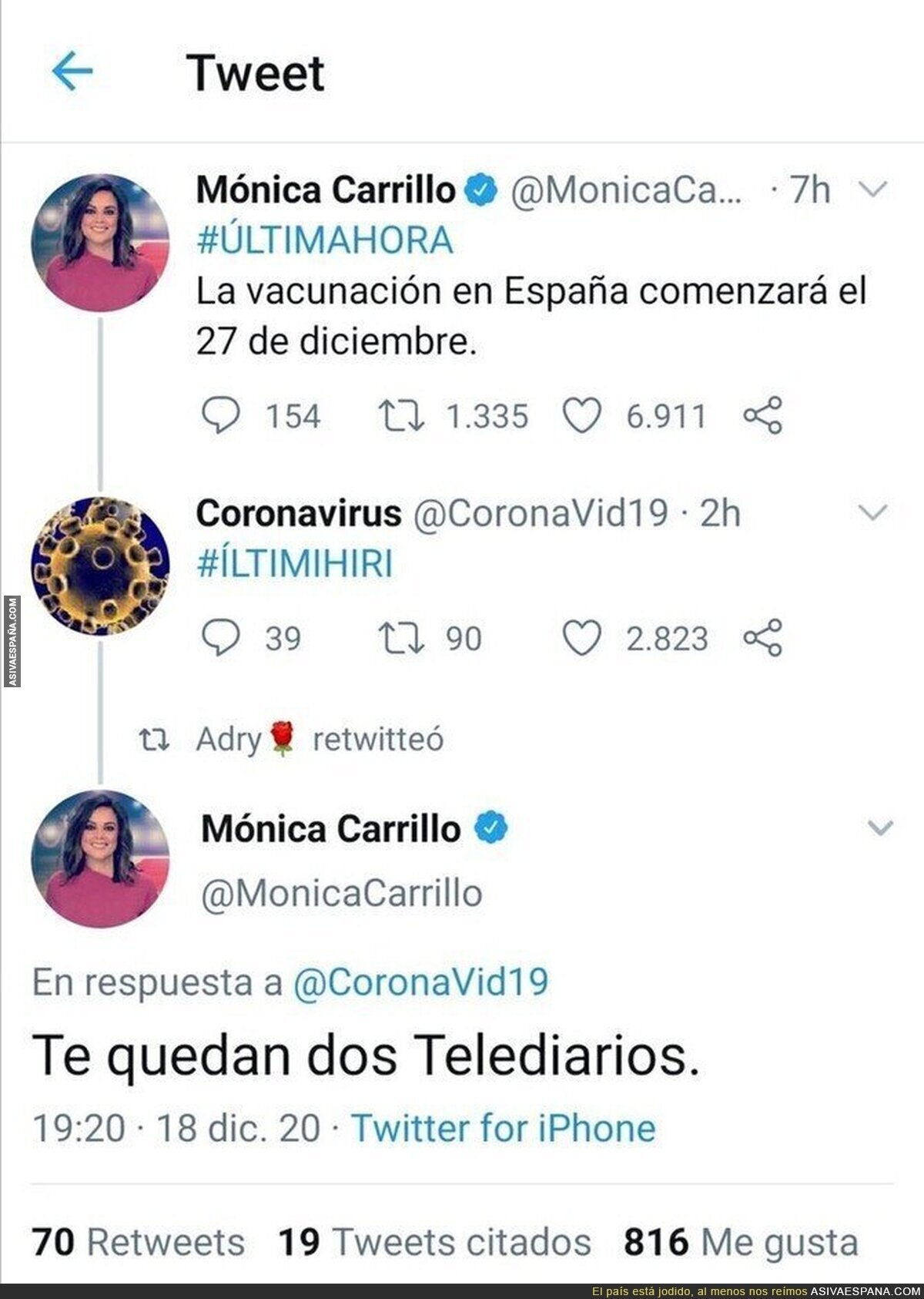 Mónica Carrillo advierte al coronavirus