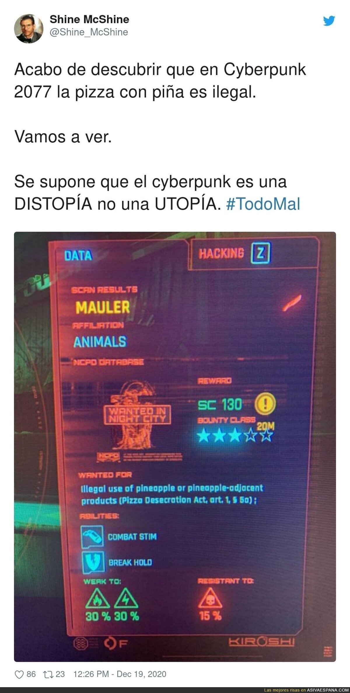 Cosas ilegales en Cyberpunk 2077