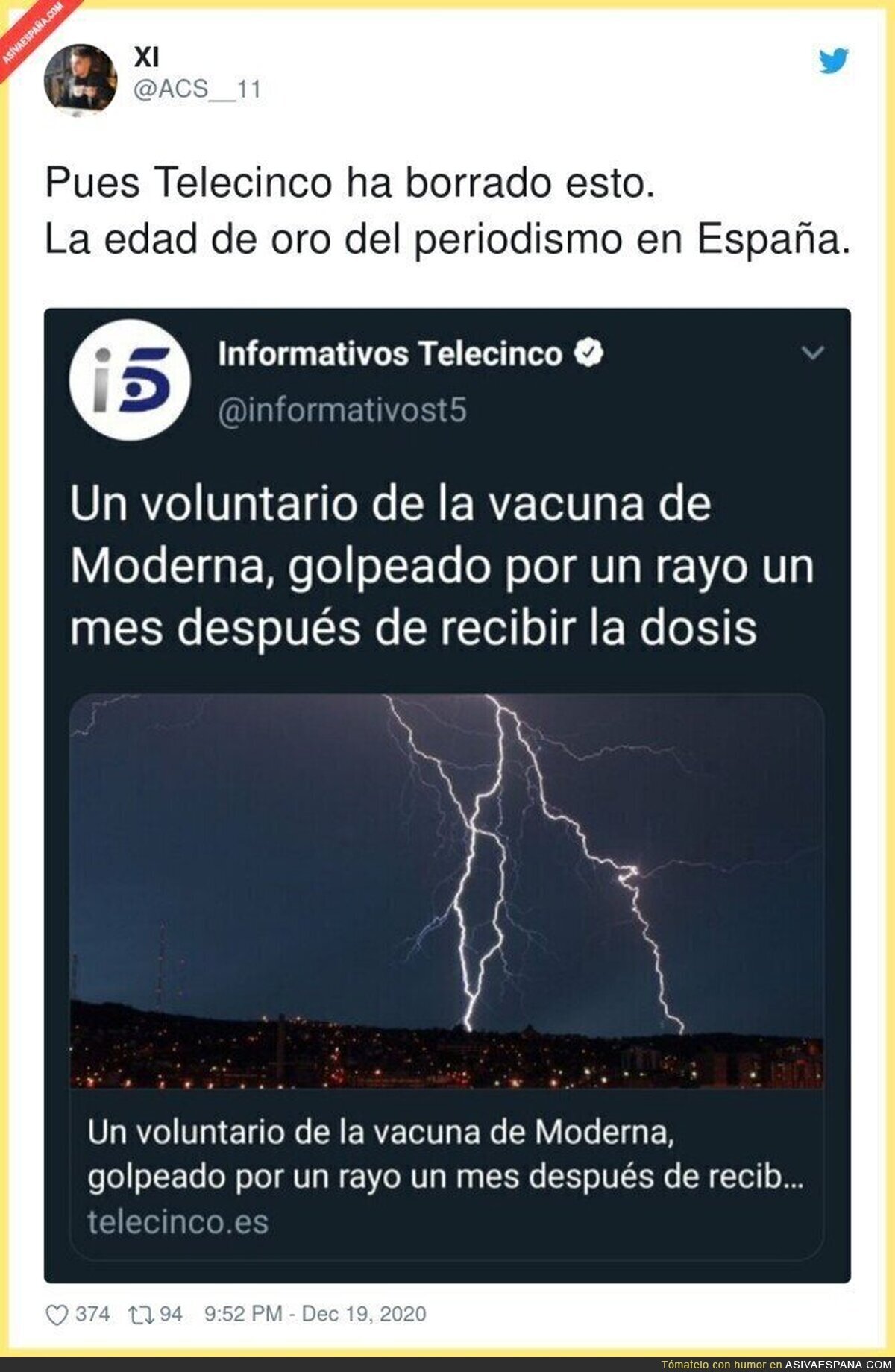 Telecinco creando alarmismo en sus noticias 