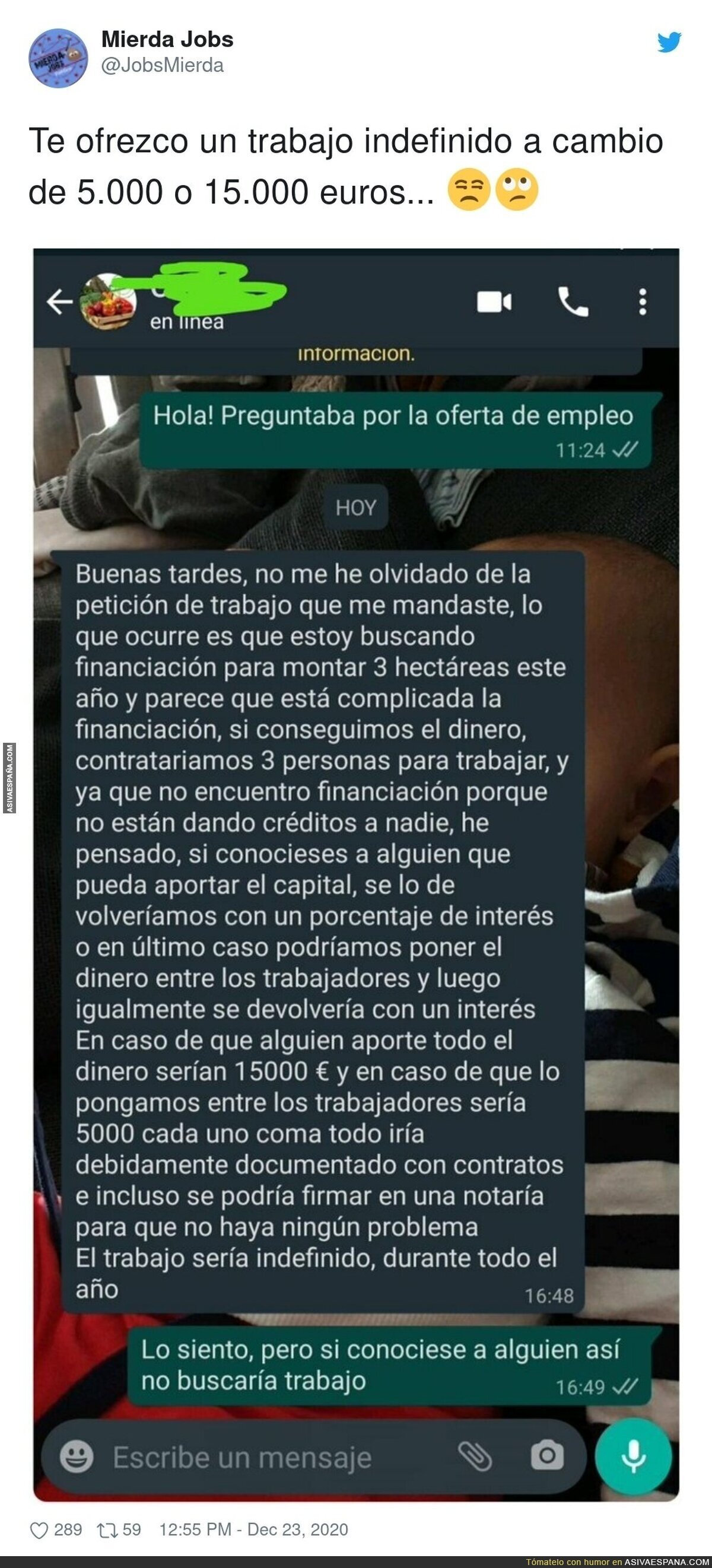 La denunciable proposición cuando lo que estás haciendo es buscar trabajo