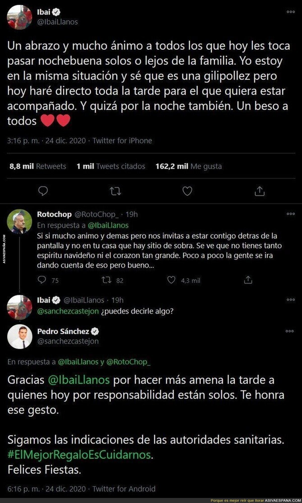 Ibai Llanos consigue que el presidente Pedro Sánchez le responda a su tuit pidiendo responsabilidad a la gente
