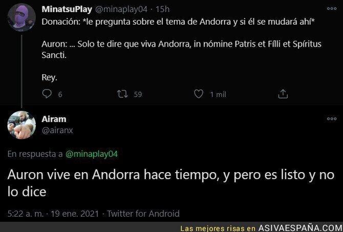 558492 - El youtuber 'Auronplay' también está viviendo en Andorra desde hace meses para no pagar impuestos en España y ha tratado ocultarlo pero ha sido cazado por este detalle