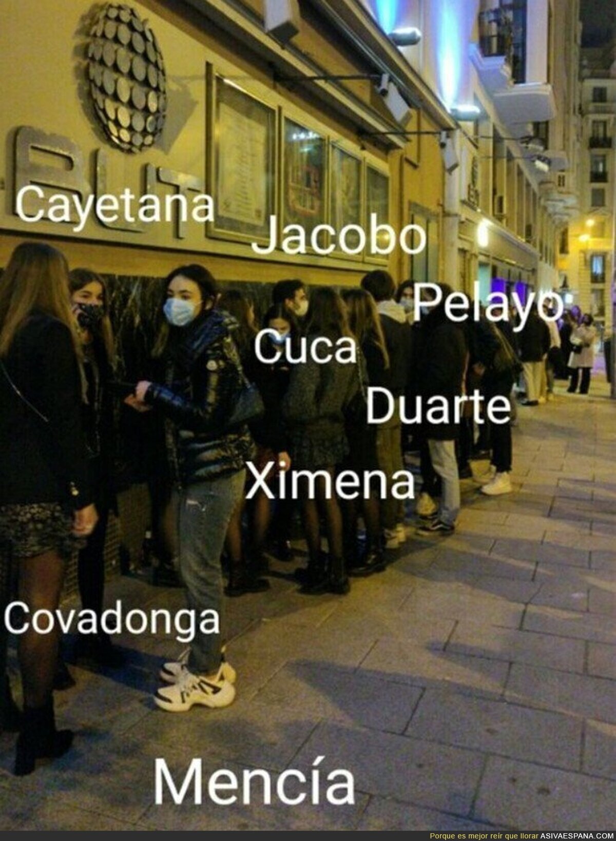 Los nombres de la gente que va a Teatro Barceló