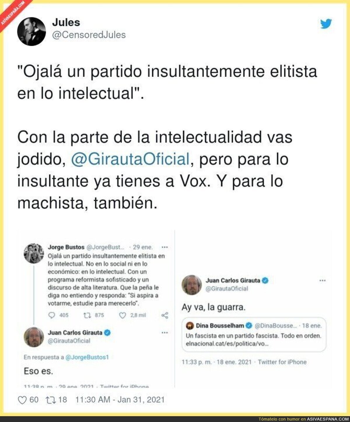 Juan Carlos Girauta no está para dar lecciones a nadie