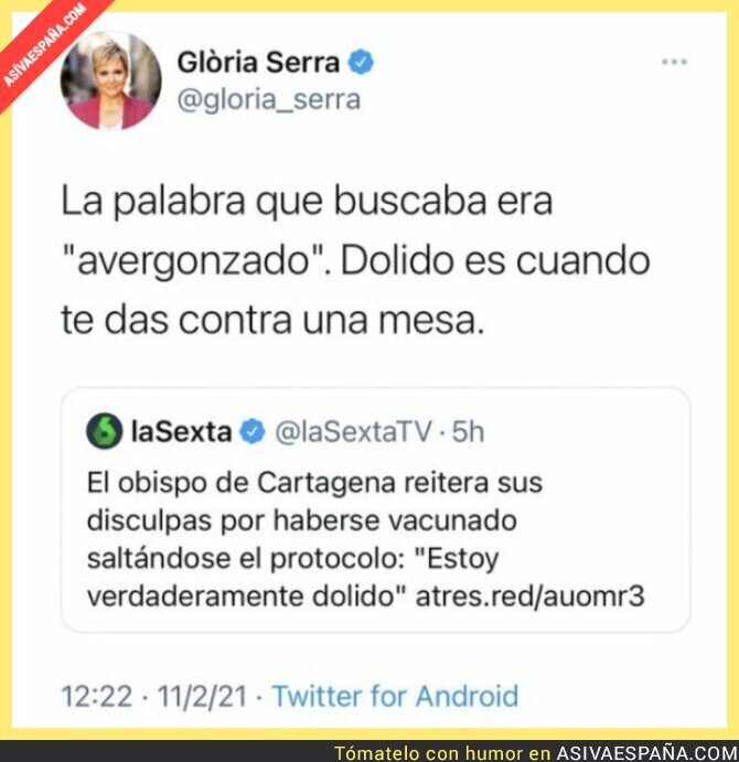 Gloria Serra le da duro al obispo de Cartagena