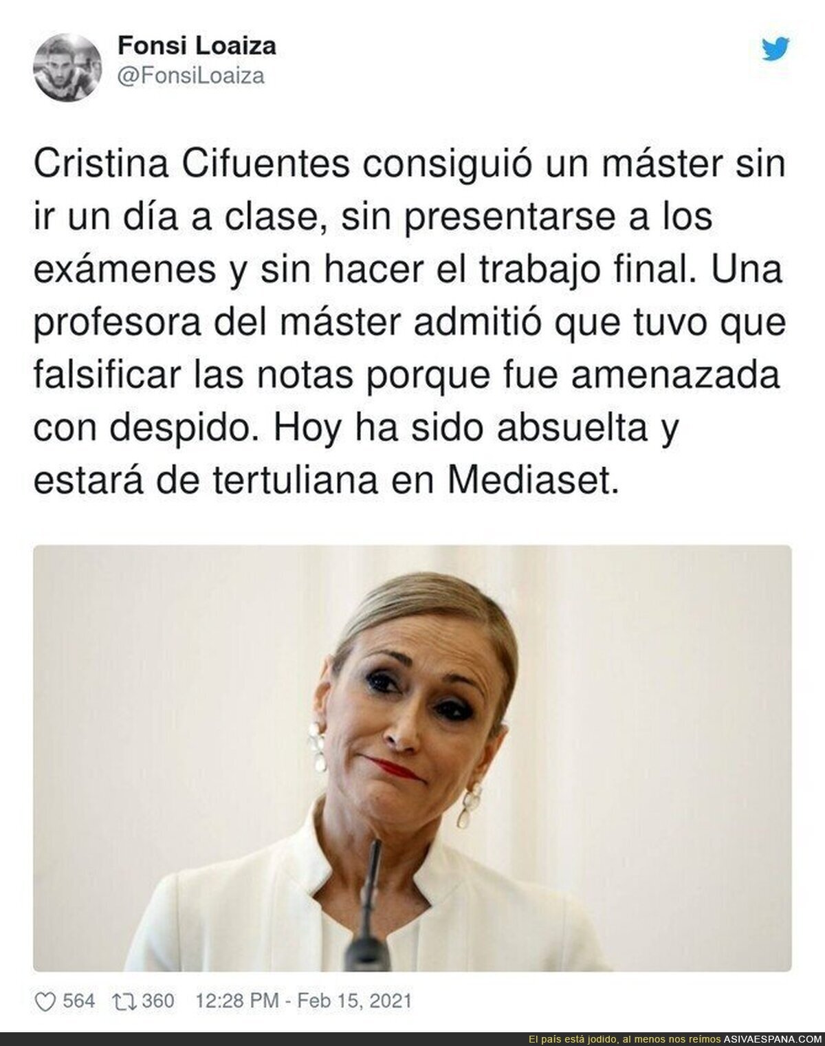 La justicia en España lo ha vuelto a hacer con Cristina Cifuentes