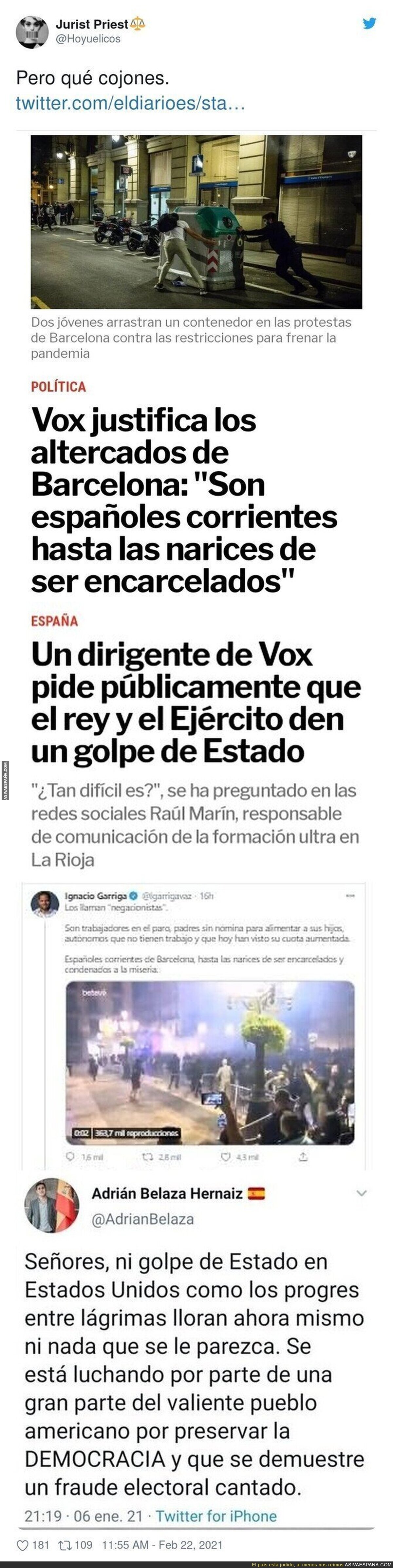 Los altercados de Barcelona apoyados por VOX