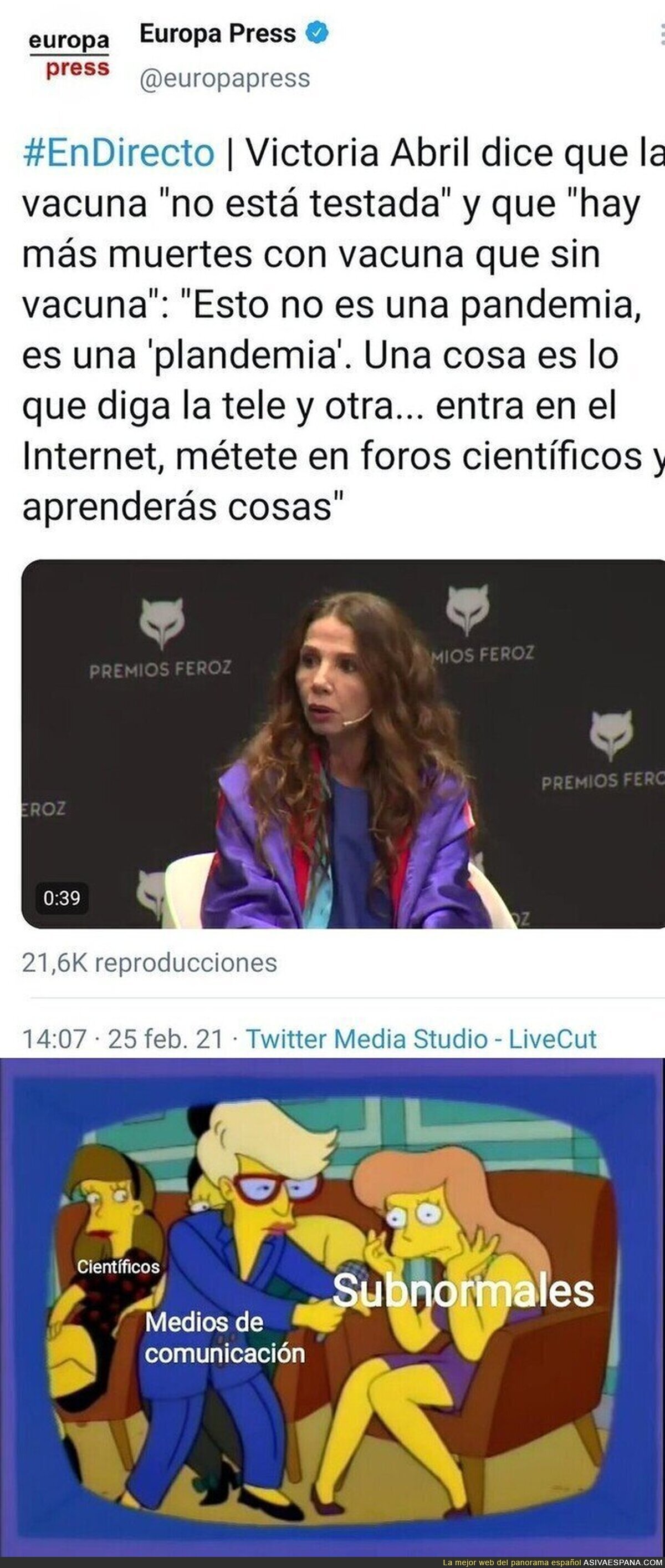 Victoria Abril otra conspiranoica más