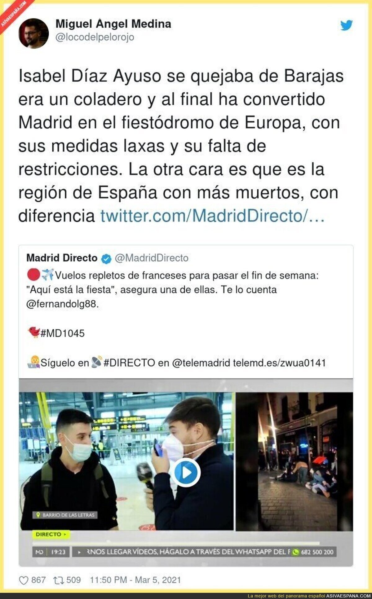 El gran peligro de Madrid por culpa de Isabel Díaz Ayuso